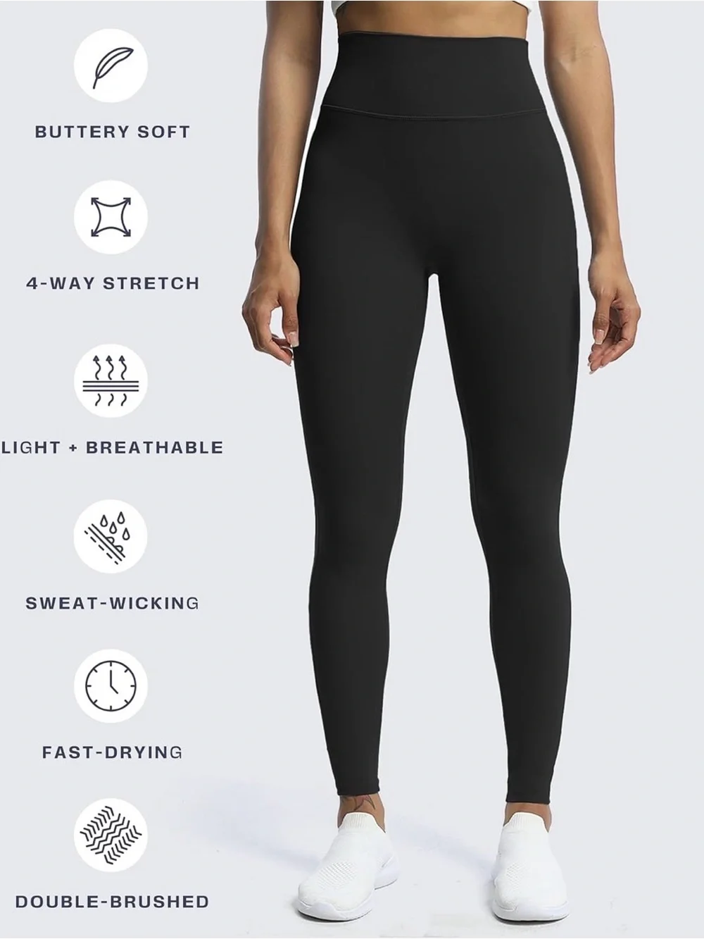 AOXJOX Black High Waisted Sculpting Leggings Medium M Gym Yoga Booty Contour - Picture 11 of 12